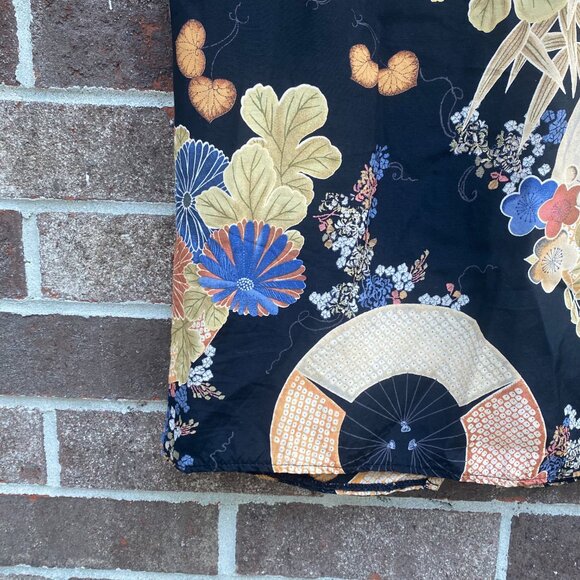 Vintage Clio Skirt Sz 10 Black Floral Umbrella Print Midi Asian Inspired Boho - Picture 4 of 14